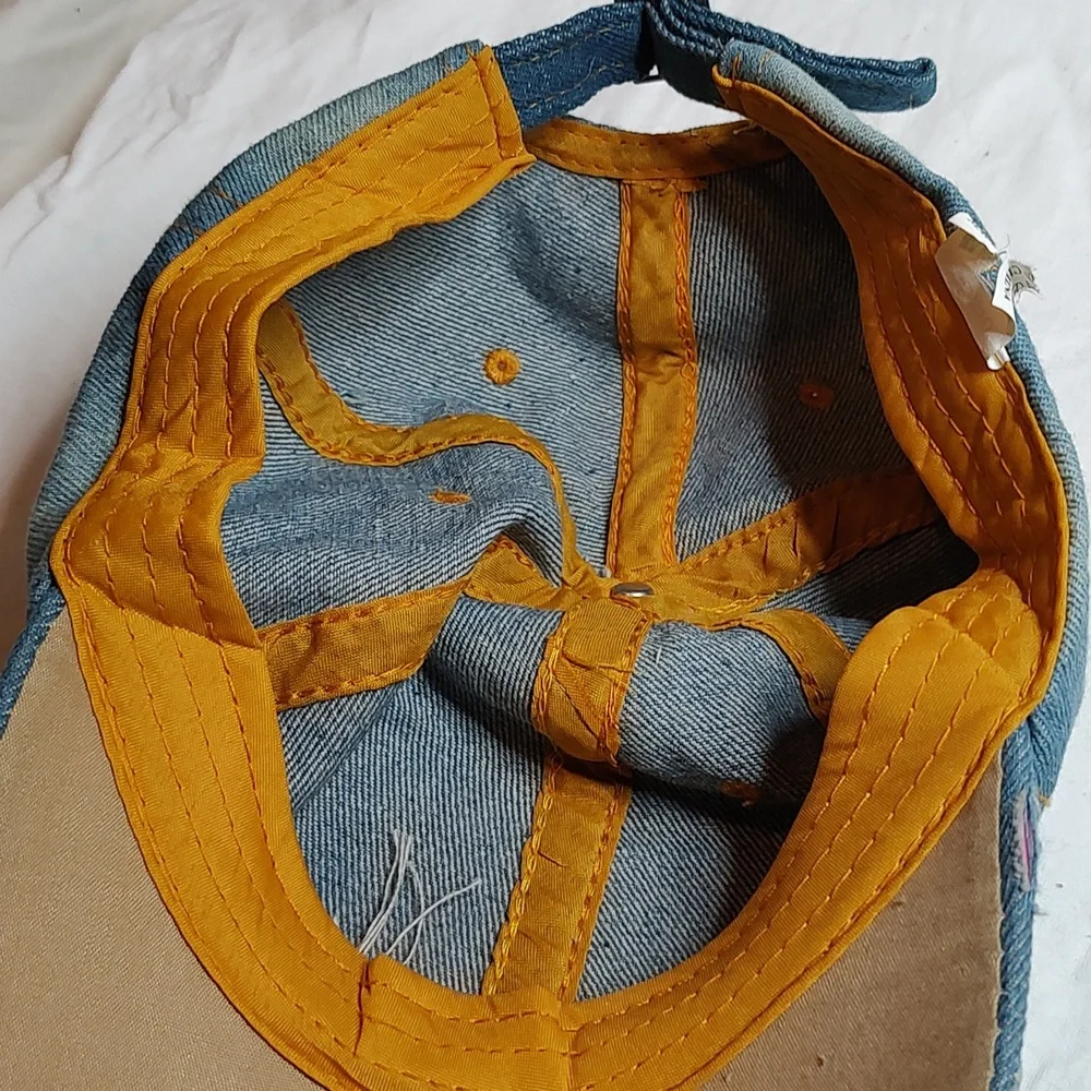 Bling American Flag Denim Distressed Jean Cap USA Hat - Picture 11 of 11